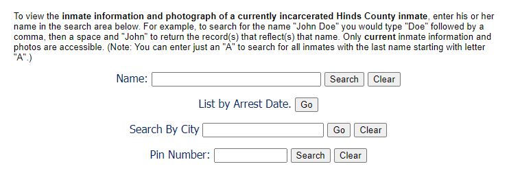 Hinds County Inmate Jail Roster Search