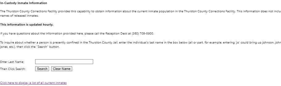 Thurston County Inmate Jail Roster Search